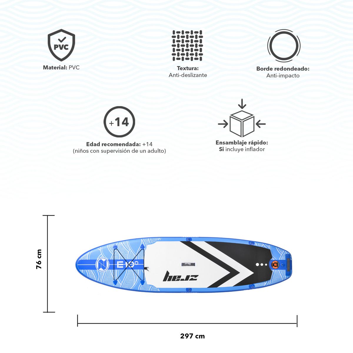 ASIAMERICA - Paddle Inflable Stand Up Celeste