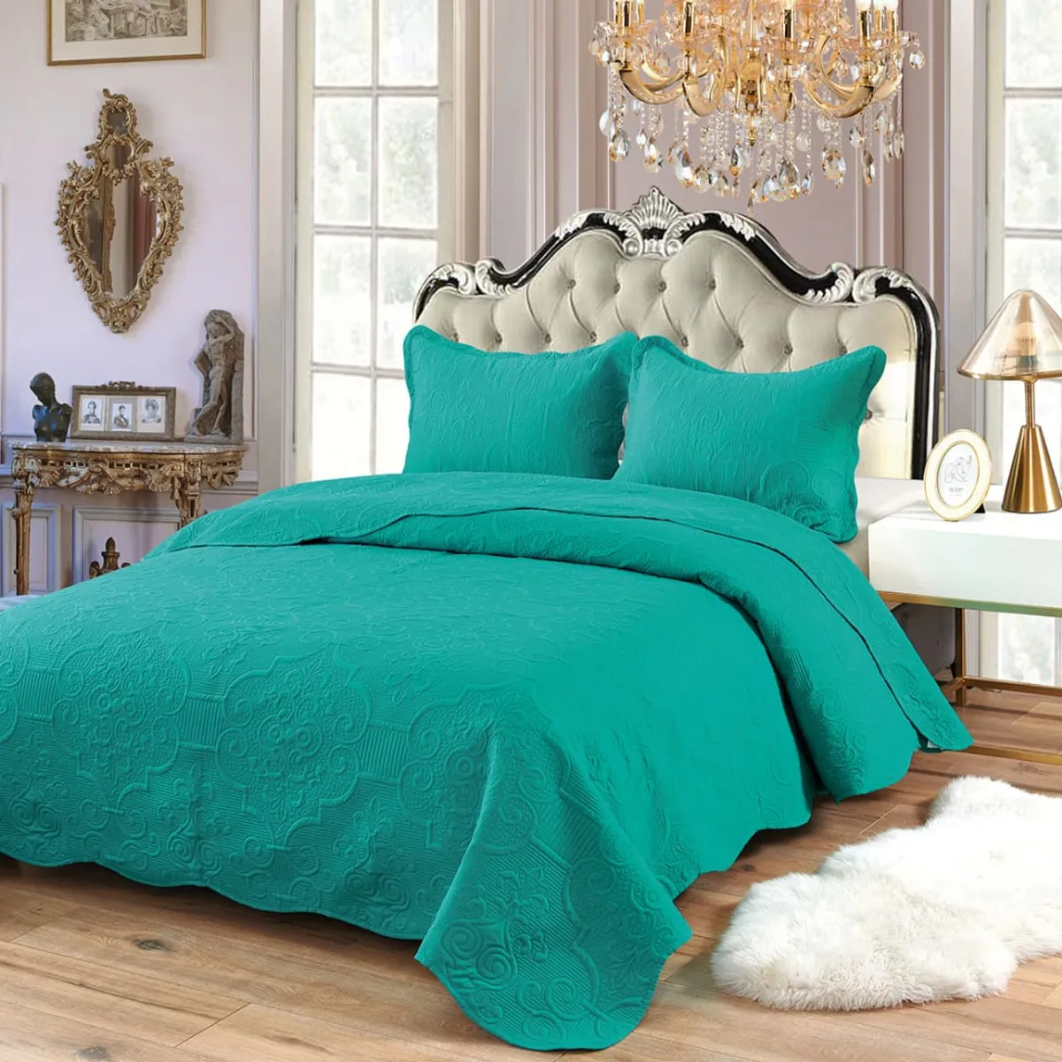 GENERICO - Cobertor de verano Quilt Plaza y Media Turquesa