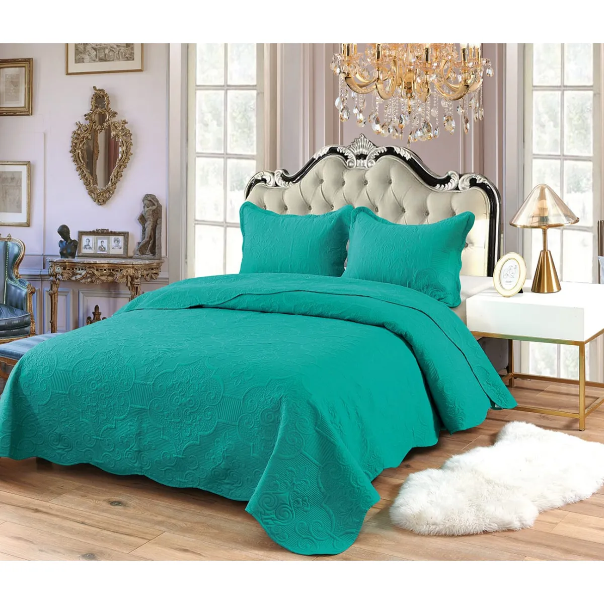 GENERICO - Cobertor de verano Quilt Plaza y Media Turquesa