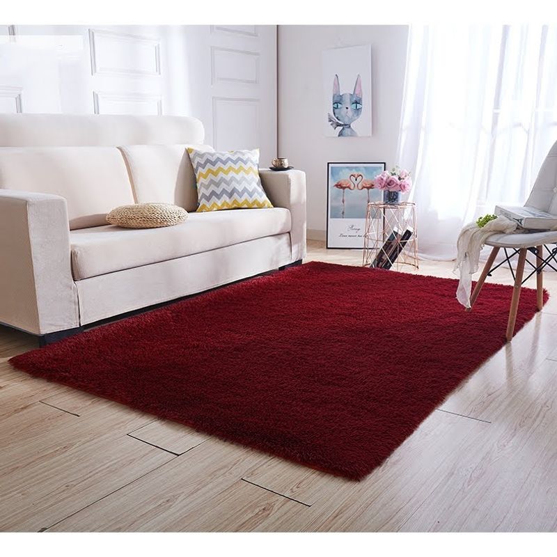 GENERAC - Alfombras peluda tipo Shaggy 200x300 cm Burdeo