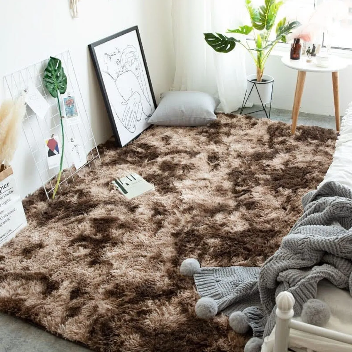 GENERICO - Alfombras peluda tipo Shaggy 200x300 cm Cafe jaspeado