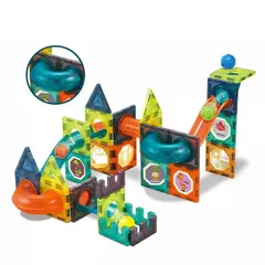 GATON - Set Bloques Magnéticos Circuito de Canícas con Luz 75 Piezas