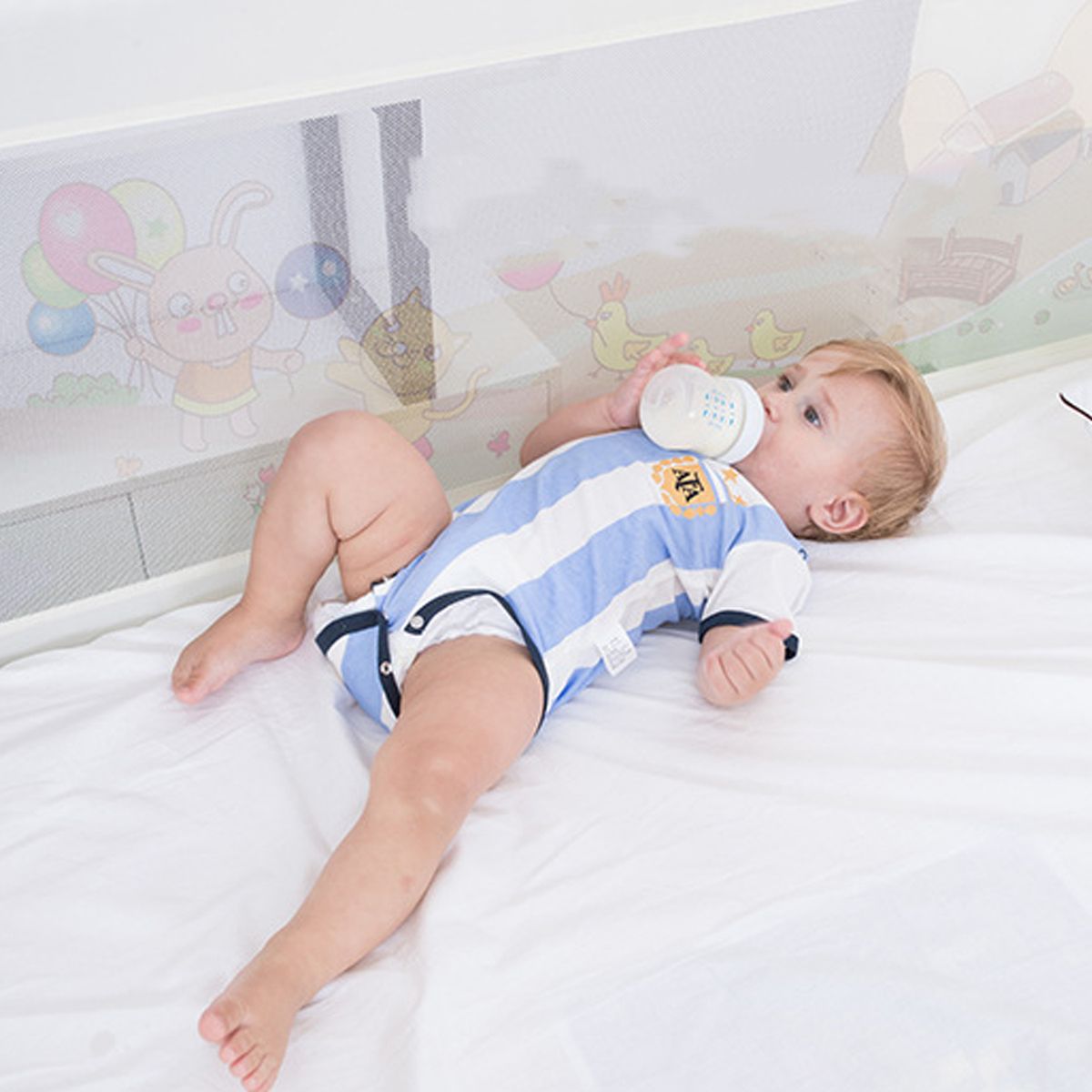 MON PETIT - Baranda de Cama Seguridad Para Bebe Plegable 180 cm. Gris