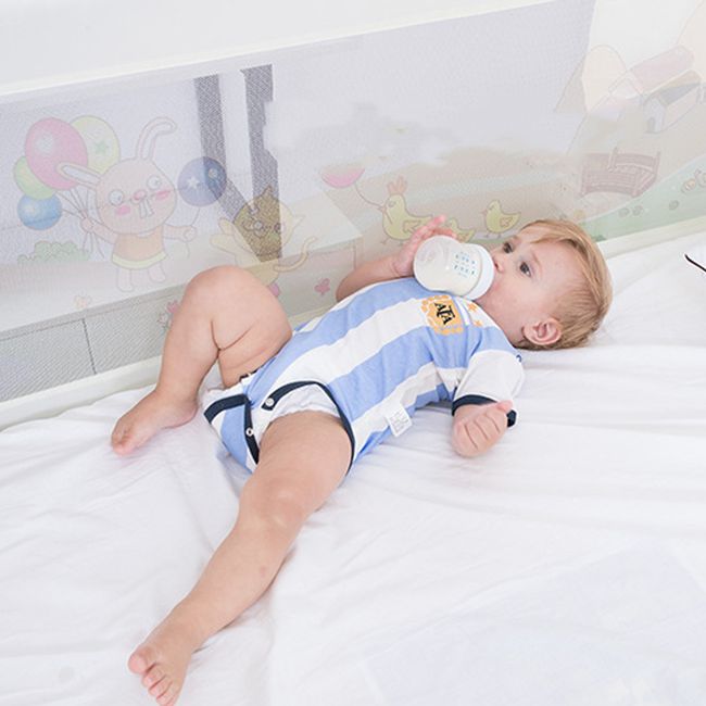 MON PETIT - Baranda de Cama Seguridad Para Bebe Plegable 180 cm. Gris