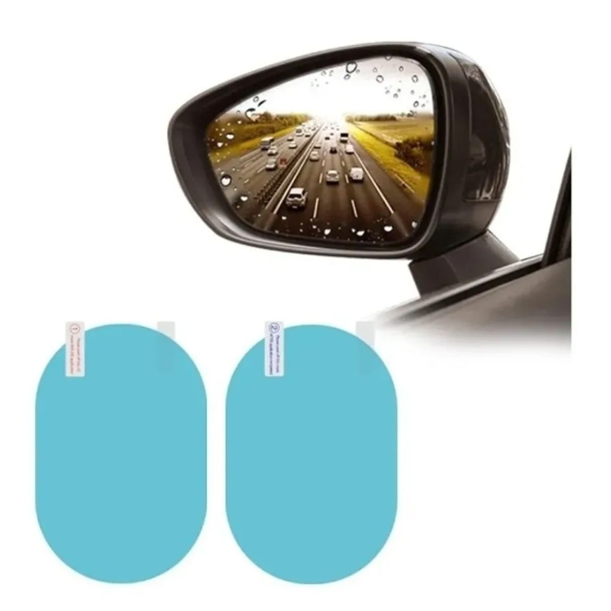 GENERICO - Kit Par Lamina Espejo Retrovisor Anti Lluvia Impermeable