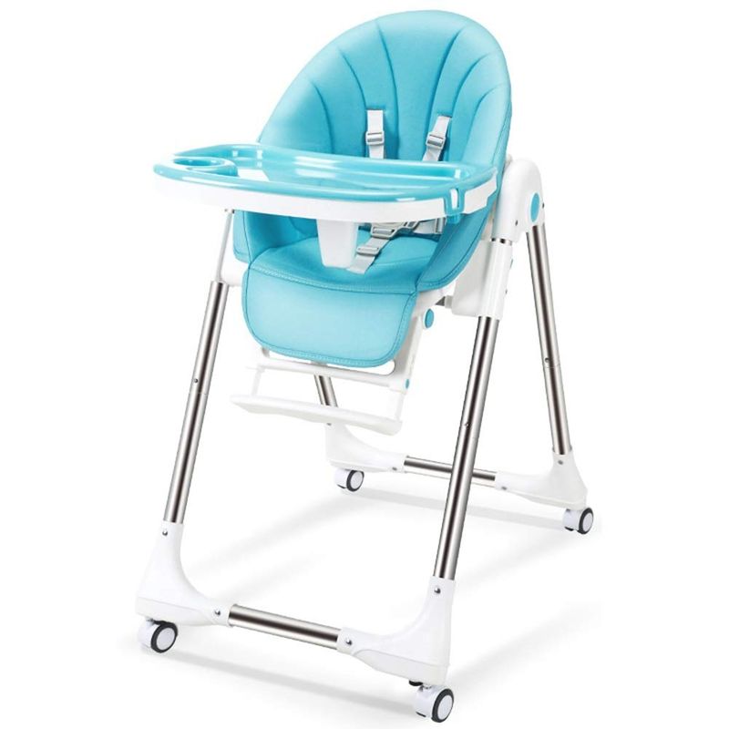 GENERICO - Silla De Comer Para Bebe Niño Ecocuero altura Ajustable Celeste