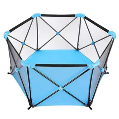 GENERICO - Corral de Seguridad Bebe Plegable Portátil Celeste + Bolso