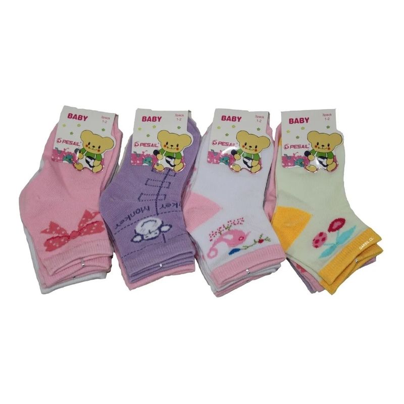 GARSIL - 12 Pares de Calcetines De Algodon Para Bebes - Niñas