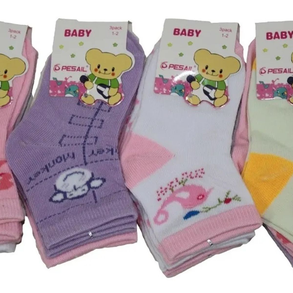 GARSIL - 12 Pares de Calcetines De Algodon Para Bebes - Niñas