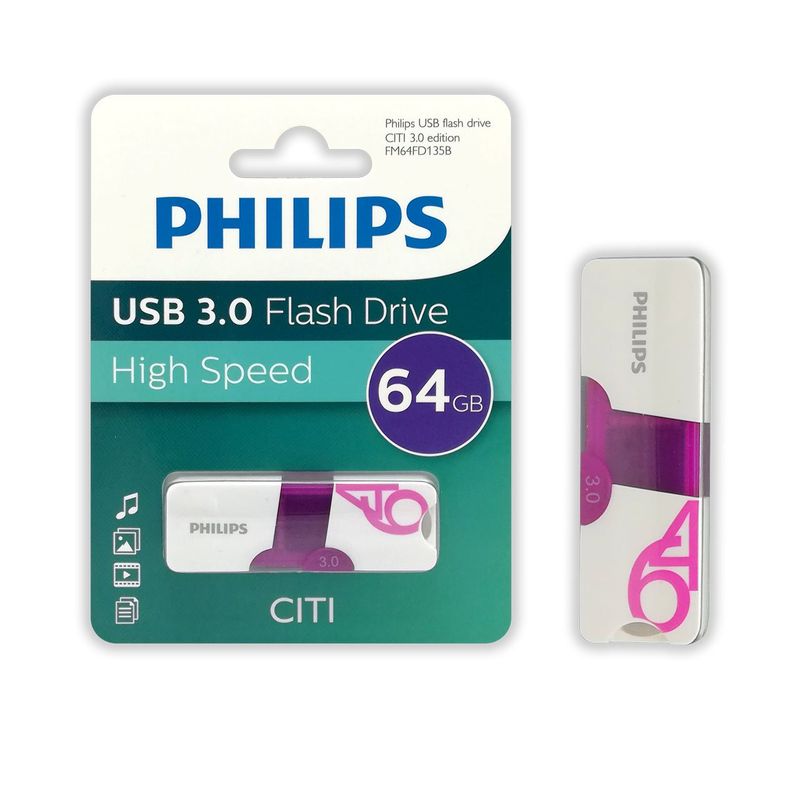 PHILIPS - Pendrive Philips Citi 64GB USB 30 - Rápido y Confiable