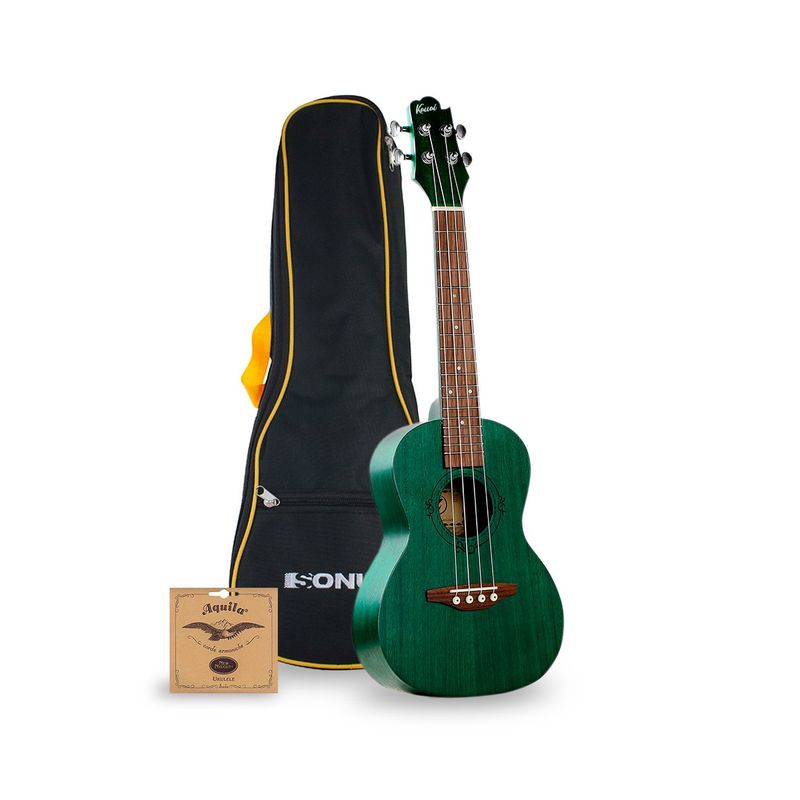 SONUN - Ukulele Sonun Kauai 21 Verde con Funda y Cuerdas Aquila