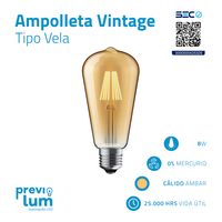 Ampolleta LED Vintage 8W Ambar modelo Edison