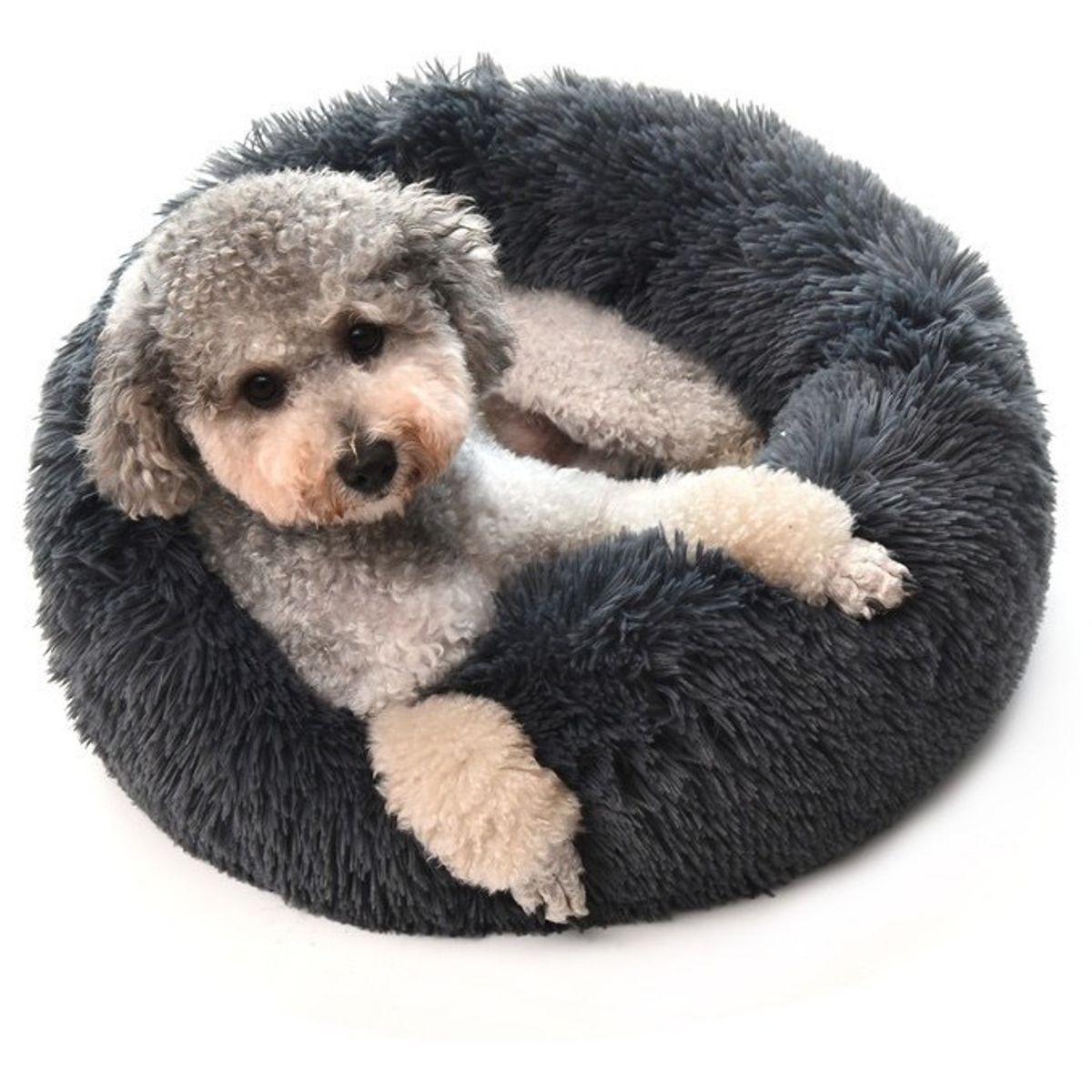 BJ HOGAR - Cama Redonda Para Mascota Perro Gato 70cm Gris Oscuro