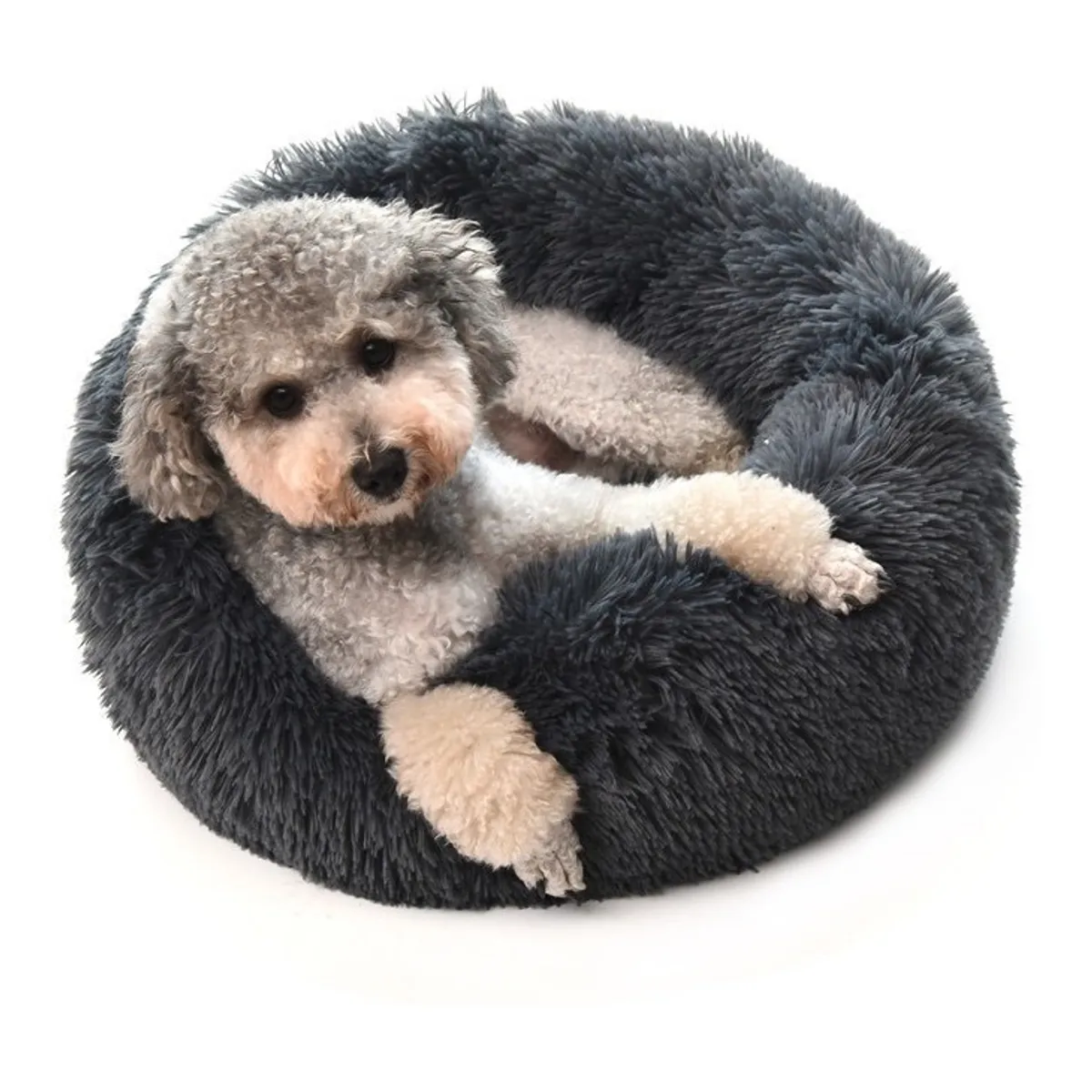 BJ HOGAR - Cama Redonda Para Mascota Perro Gato 70cm Gris Oscuro