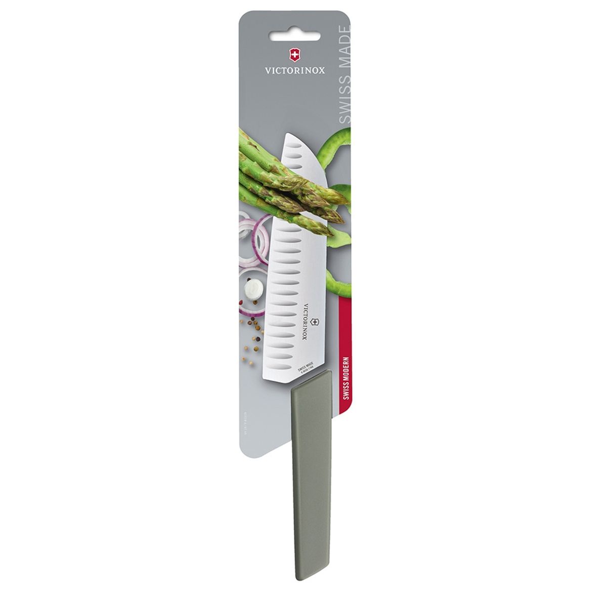 VICTORINOX - Cuchillo Santoku Swiss Modern color Verde. Hoja 17 cm. Victorinox