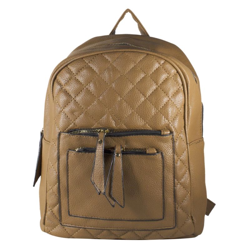 MAILEA - Mochila ecocuero acolchada para mujer khaki