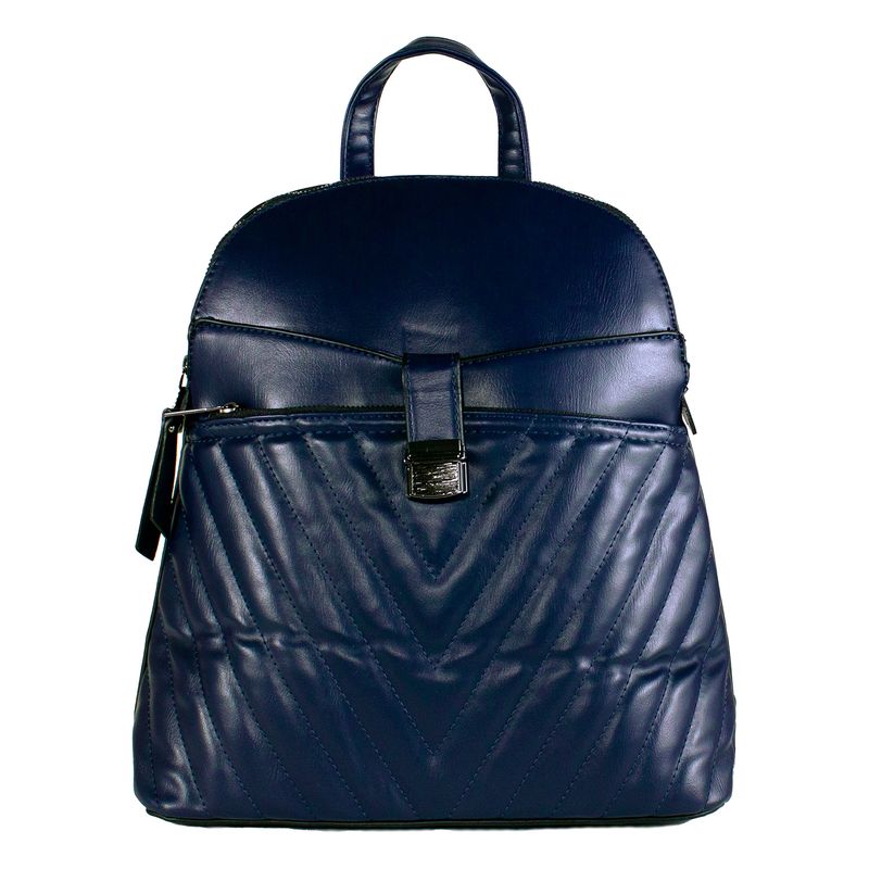 MAILEA - Mochila ecocuero bolsillo acolchada para mujer azul