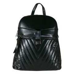 MAILEA - Mochila ecocuero bolsillo acolchada para mujer negro