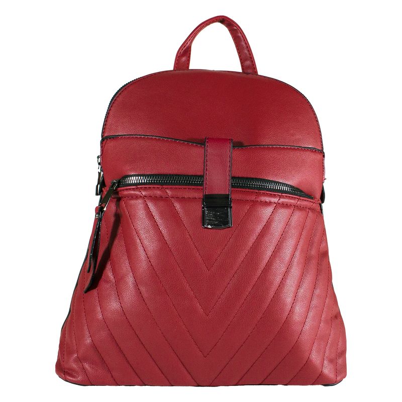 MAILEA - Mochila ecocuero bolsillo acolchada para mujer burdeo