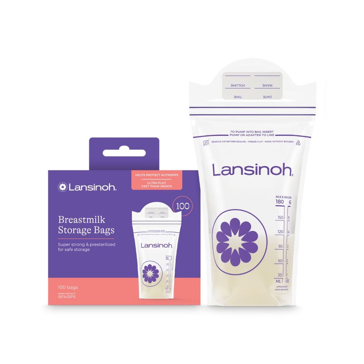 LANSINOH - Bolsas de Almacenamiento de leche, 100 unid.