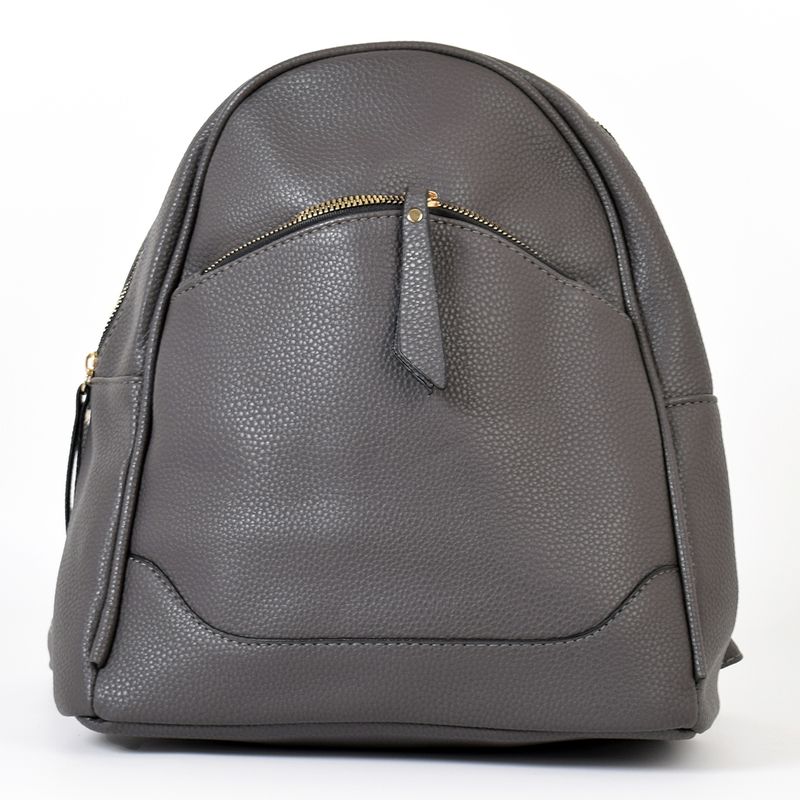MAILEA - Mochila ecocuero cierre redondo para mujer gris