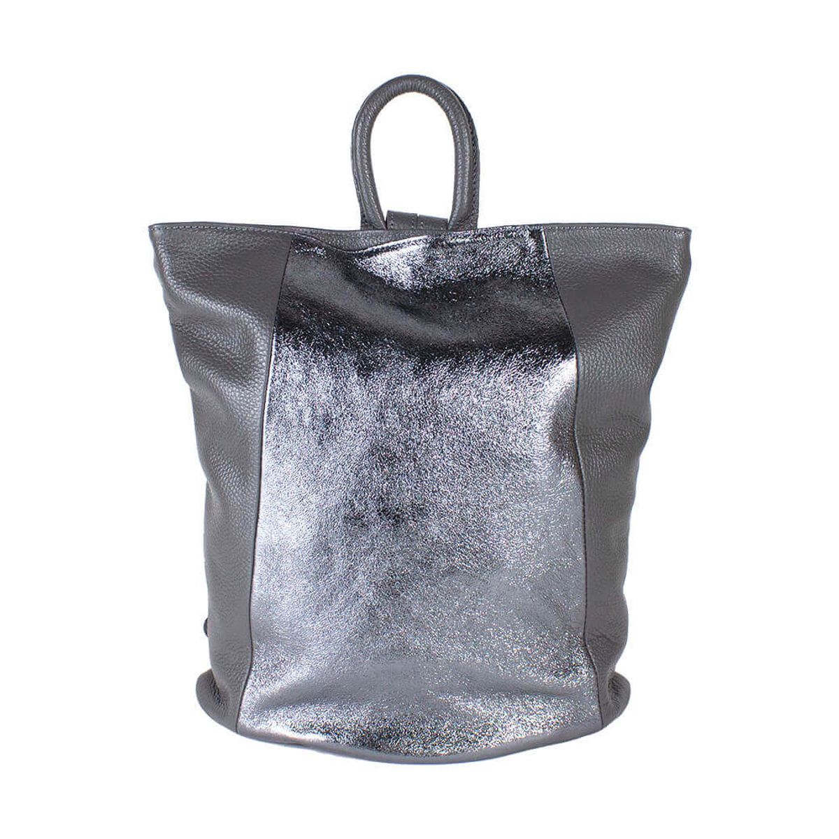 MAILEA - Mochila cuero bimaterial para mujer asfalto