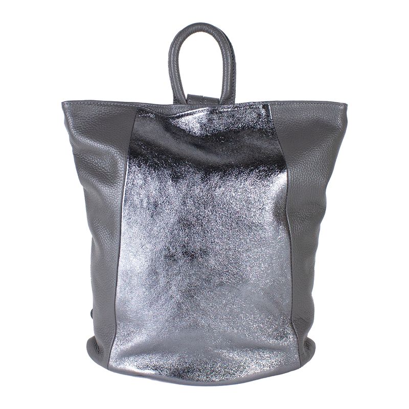 MAILEA - Mochila cuero bimaterial para mujer asfalto