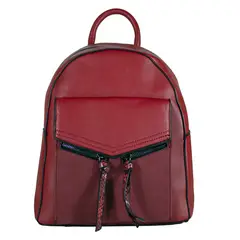 MAILEA - Mochila ecocuero rigida 2 cierres para mujer burdeo