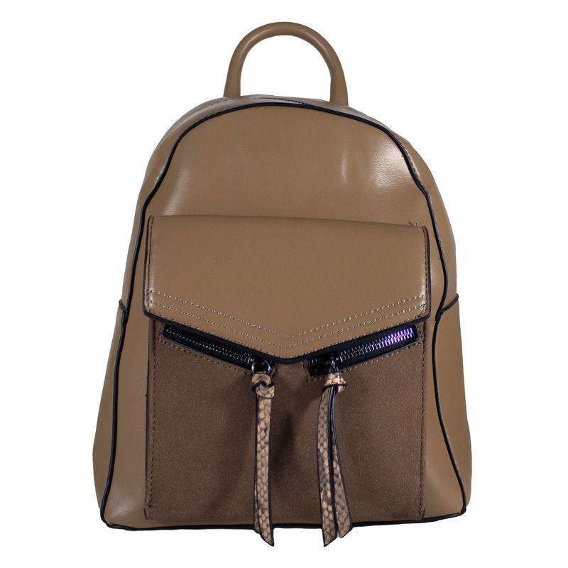 MAILEA - Mochila ecocuero rigida 2 cierres para mujer khaki