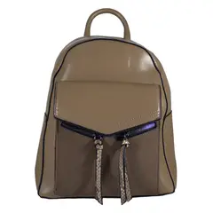 MAILEA - Mochila ecocuero rigida 2 cierres para mujer khaki