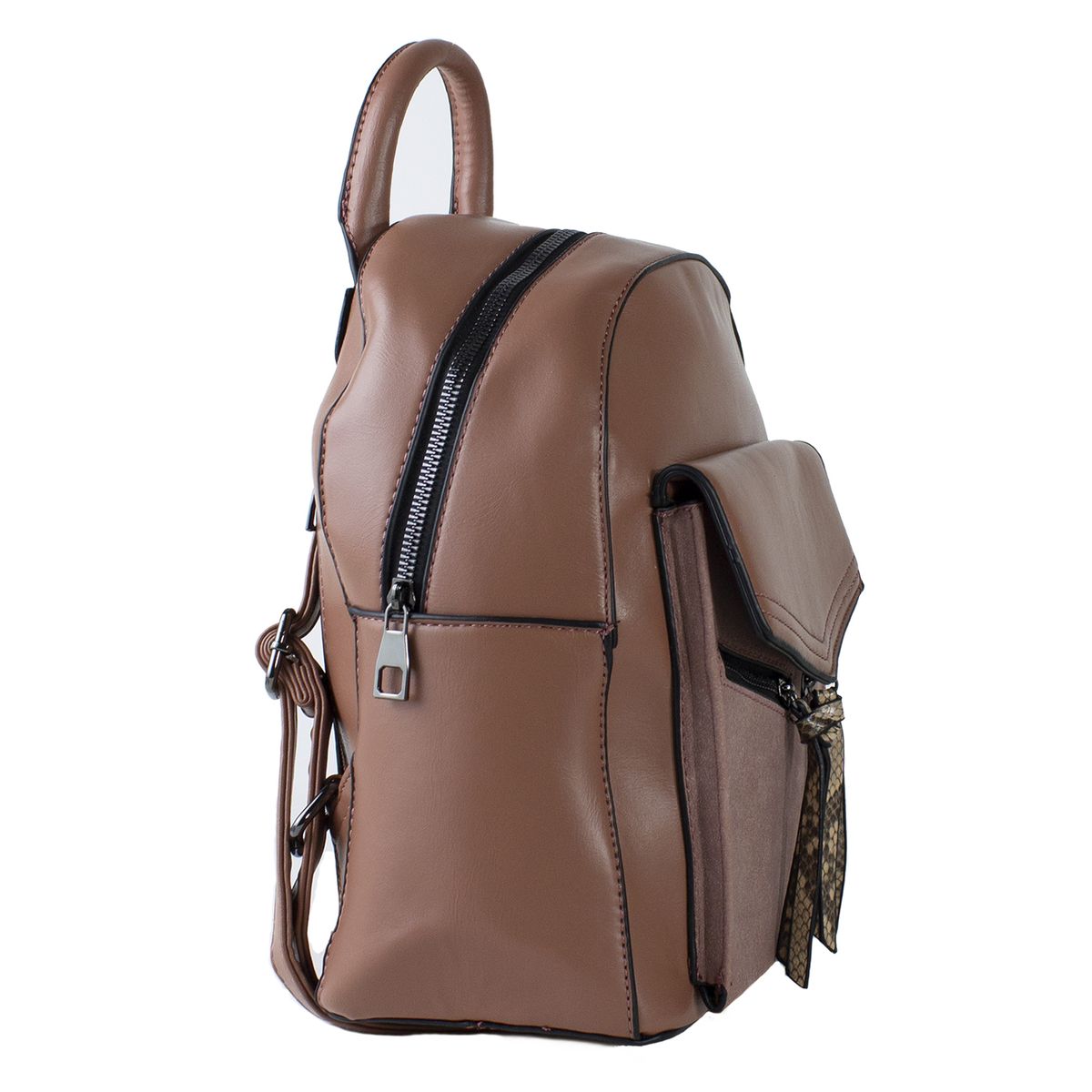 MAILEA - Mochila ecocuero rigida 2 cierres para mujer rosado