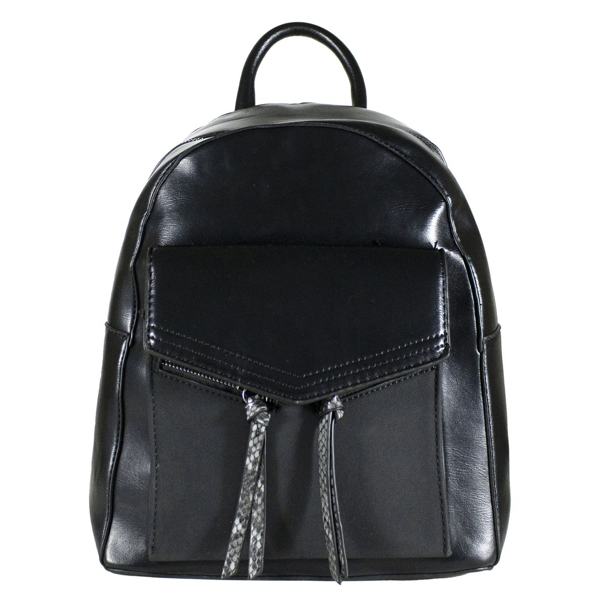 MAILEA - Mochila ecocuero rigida 2 cierres para mujer negro