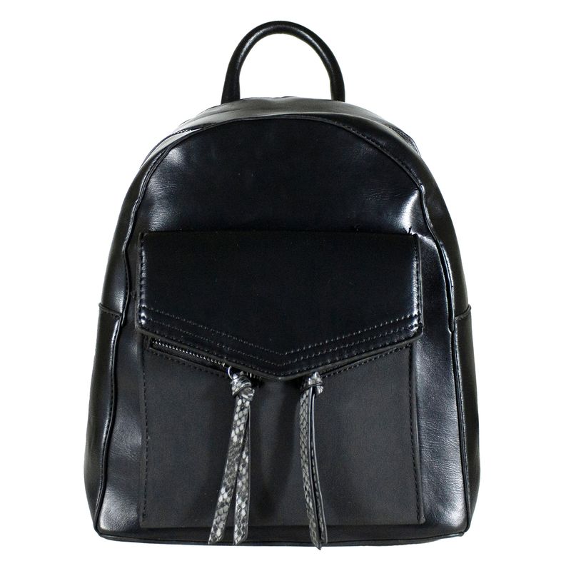 MAILEA - Mochila ecocuero rigida 2 cierres para mujer negro