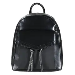 MAILEA - Mochila ecocuero rigida 2 cierres para mujer negro