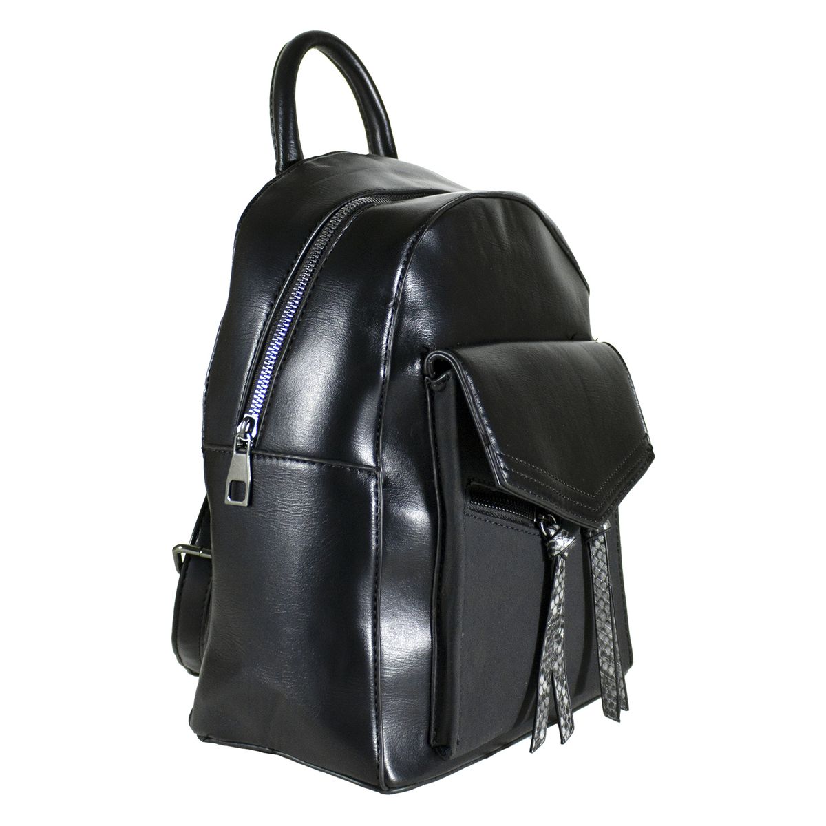 MAILEA - Mochila ecocuero rigida 2 cierres para mujer negro