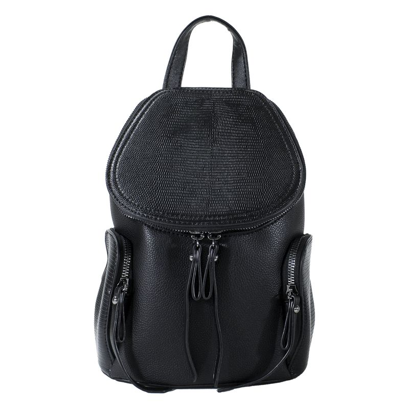 MAILEA - Mochila ecocuero rigida chica para mujer negro