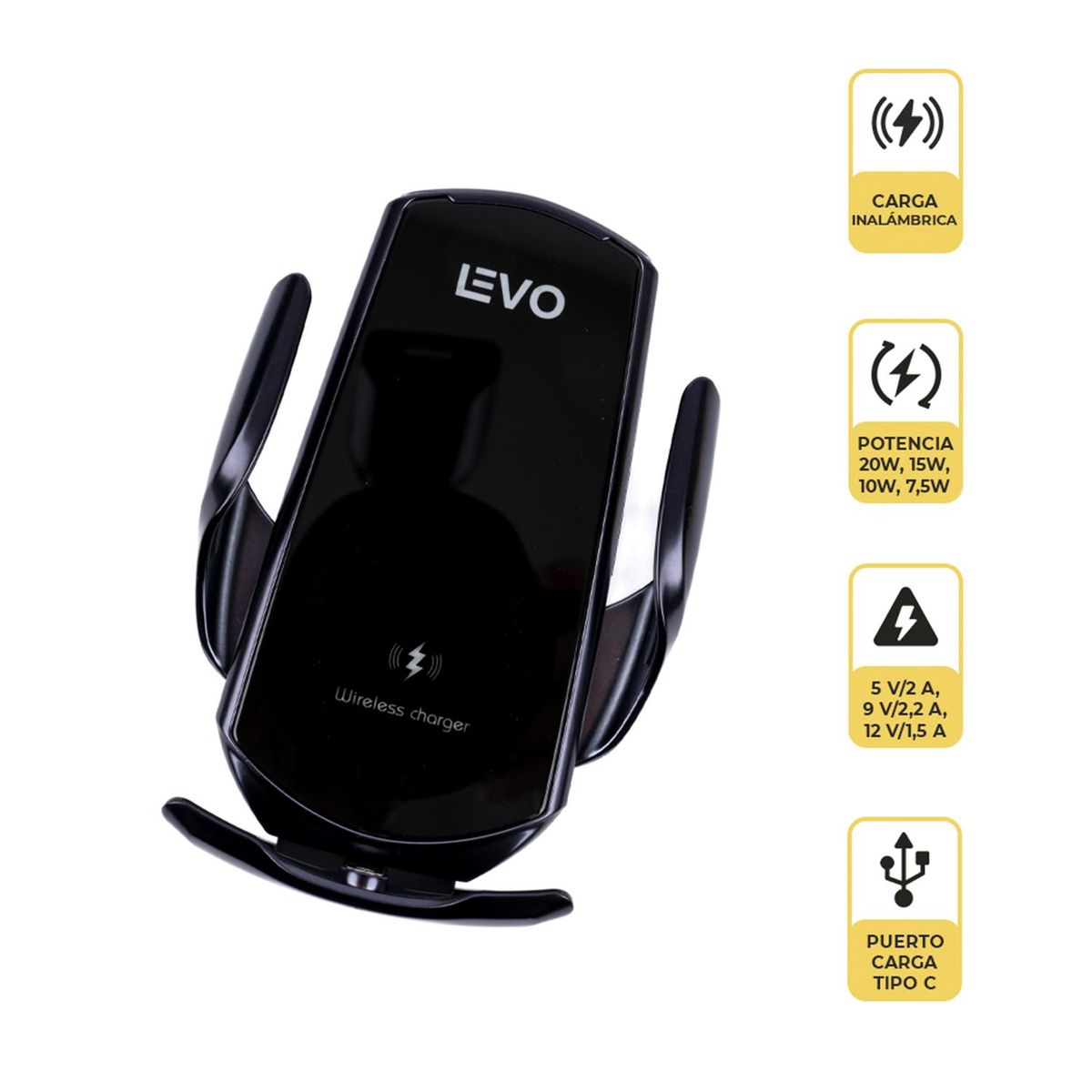 LEVO - Cargador Inalámbrico Magnético Carga Rápida Auto VO1 Levo