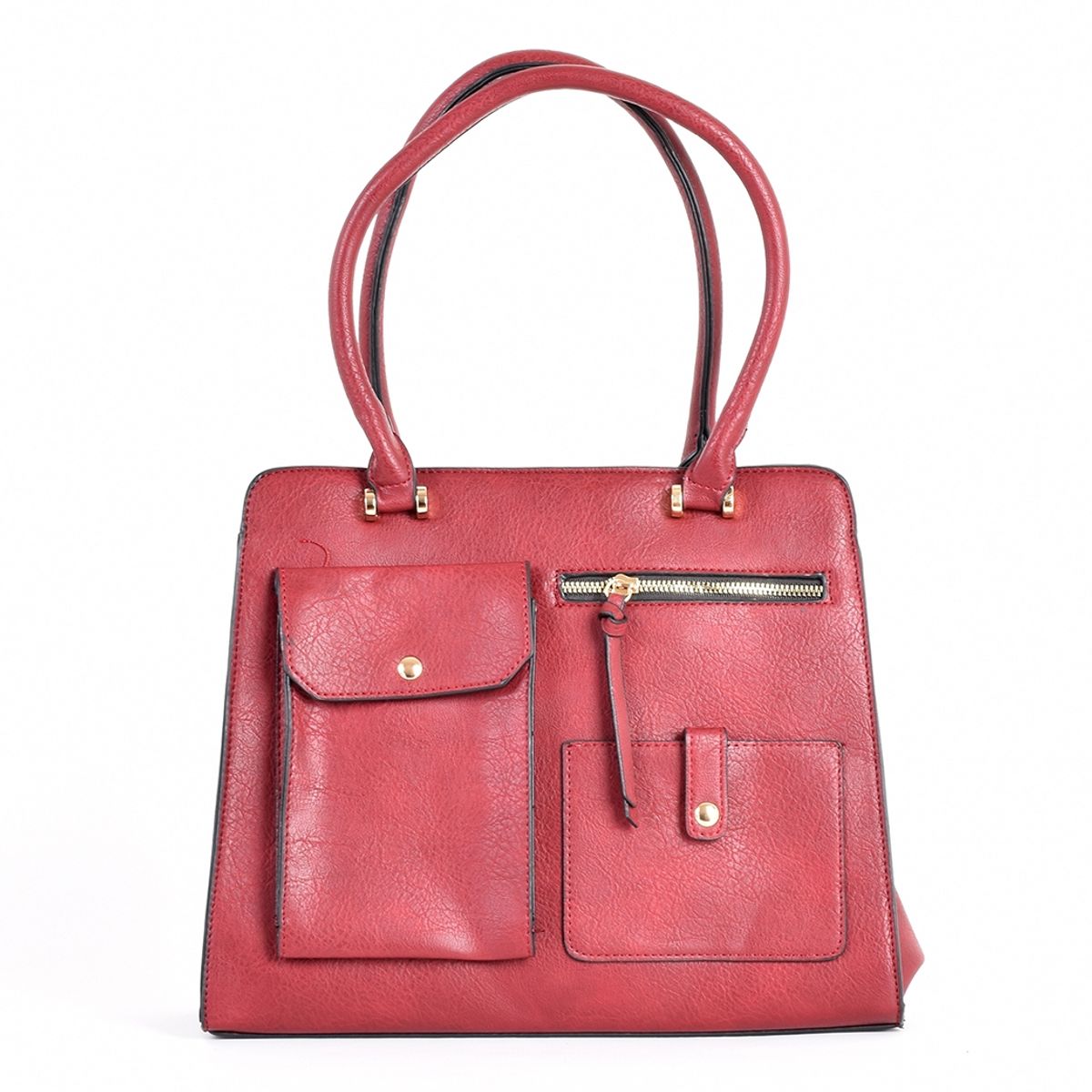 MAILEA - Cartera 3 Bolsillos Externos Burdeo