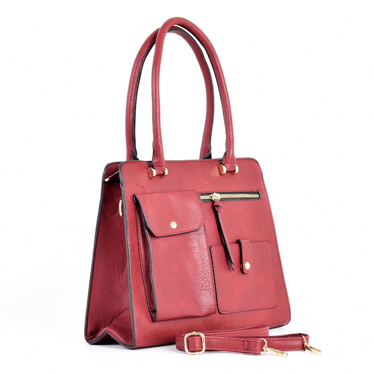 MAILEA - Cartera 3 Bolsillos Externos Burdeo