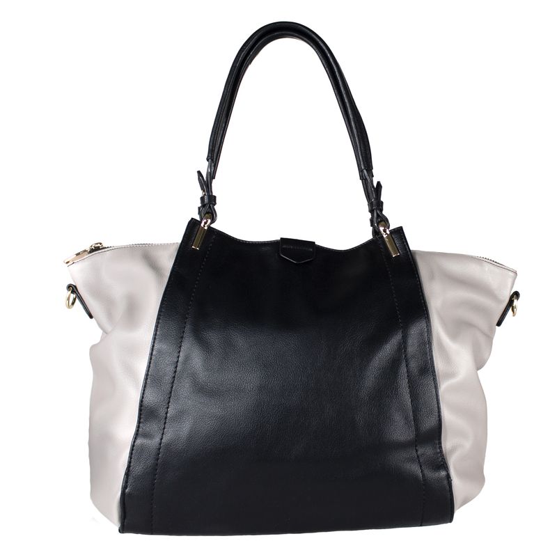 MAILEA - Cartera ecocuero trapecio bimaterial para mujer negro