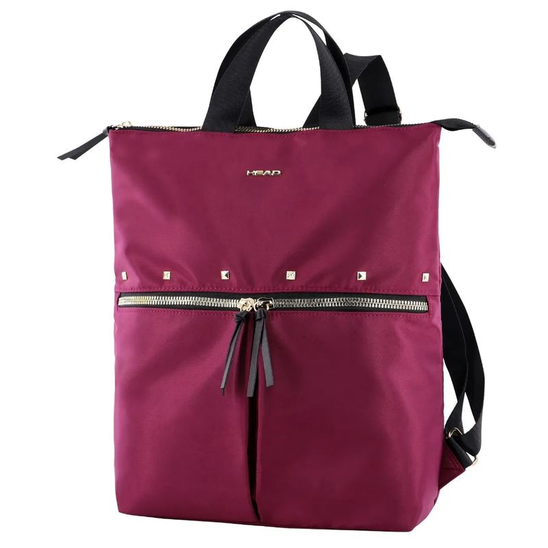 HEAD - Cartera Mochila Ejecutiva Silver Tachas Burdeo Head