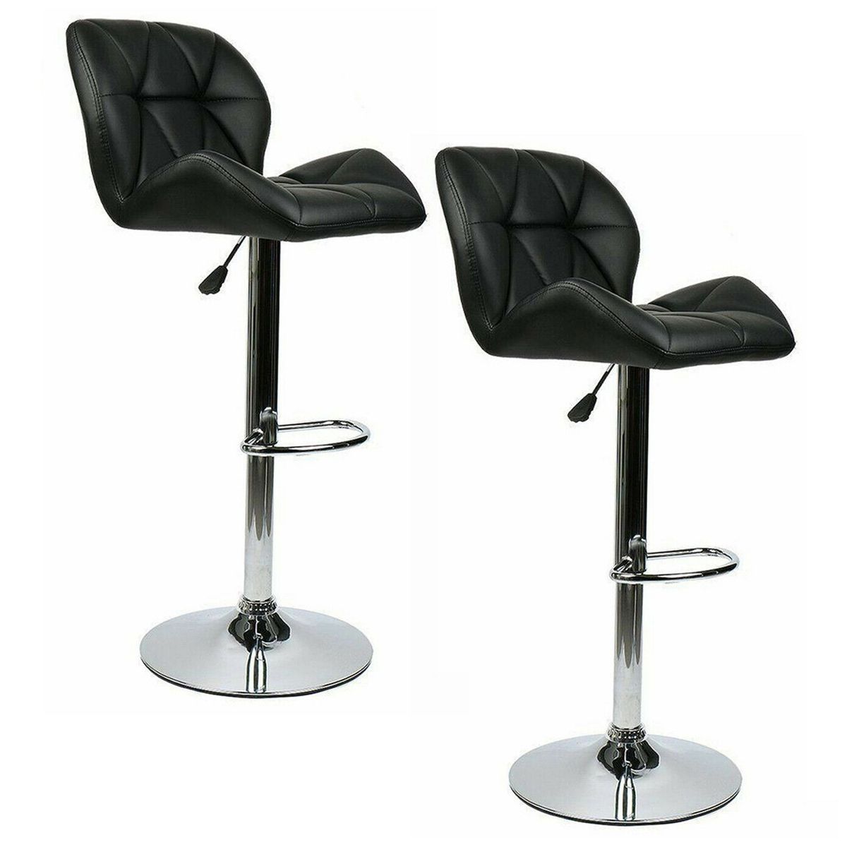 NOVAHUS - Pack 2 Silla Alta Bar Acolchada Negro