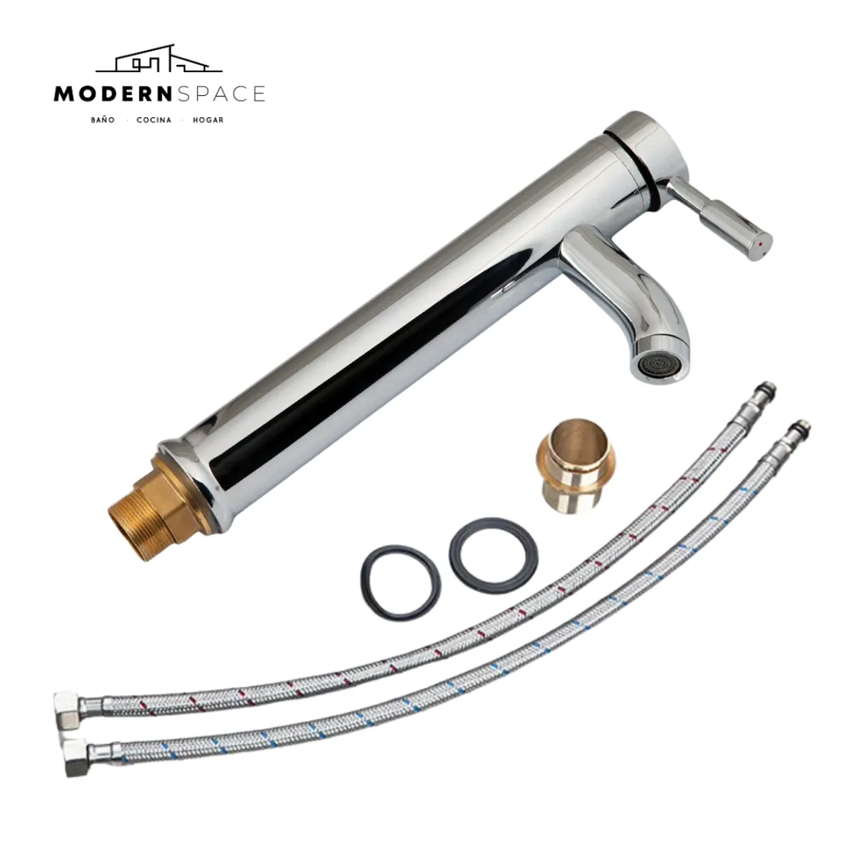 MODERN SPACE - Llave Monomando Alta Cromada Para Lavamanos Sobre Poner  Modern Space