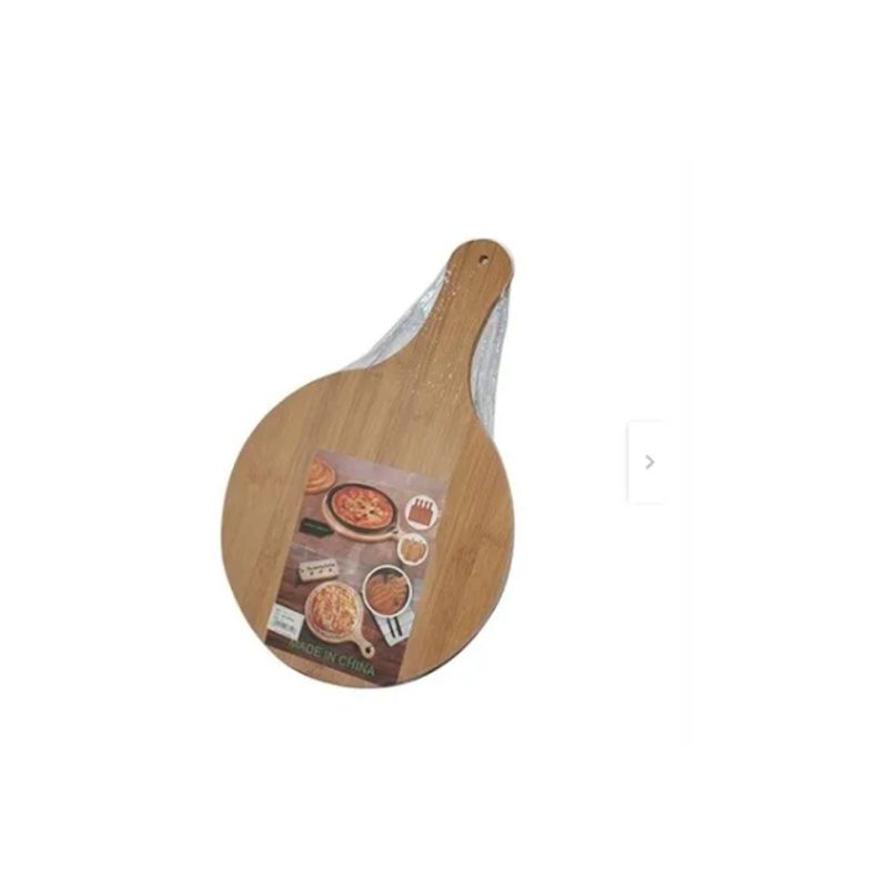 GENERICO - Tabla Cortar Mango Redonda Para Servir Pizza Madera