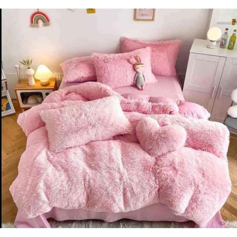 GENERICO - Cobertor de invierno peludos con chiporros 2 plazas Rosado