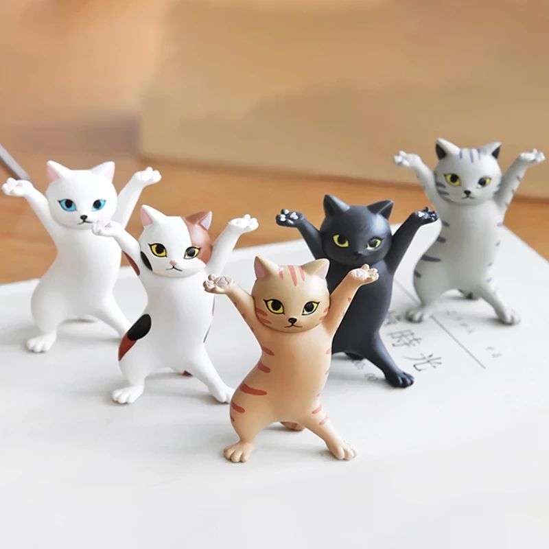 GENERICO - Set 5 Figuras Gatos Soporte Audífonos ,Lápiz , Aros, Anillo