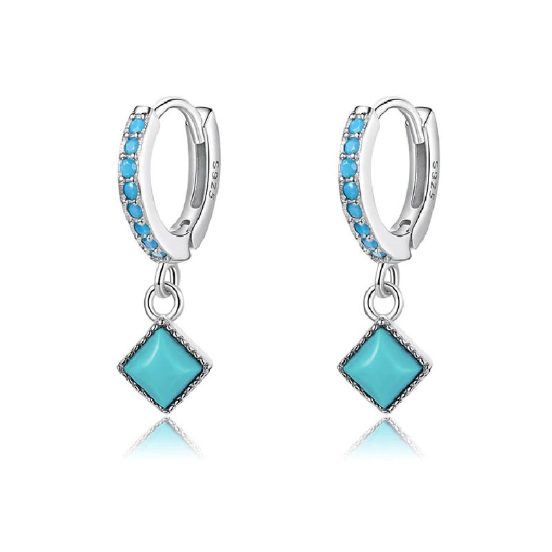 LA GARZA - Aros Mujer Plata Argolla Turquesa