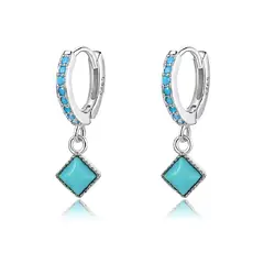 LA GARZA - Aros Mujer Plata Argolla Turquesa