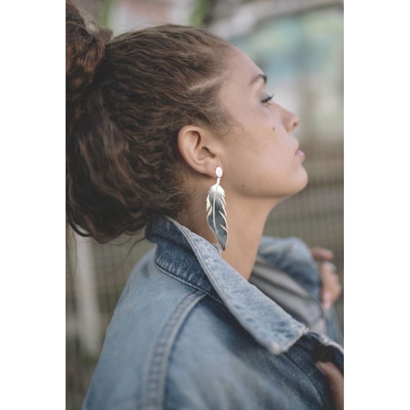 FORMAS AG - Aros Mujer Pluma Plata XL