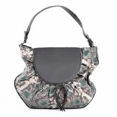 MAILEA - Cartera ecocuero piton 2 cierres para mujer piton negro